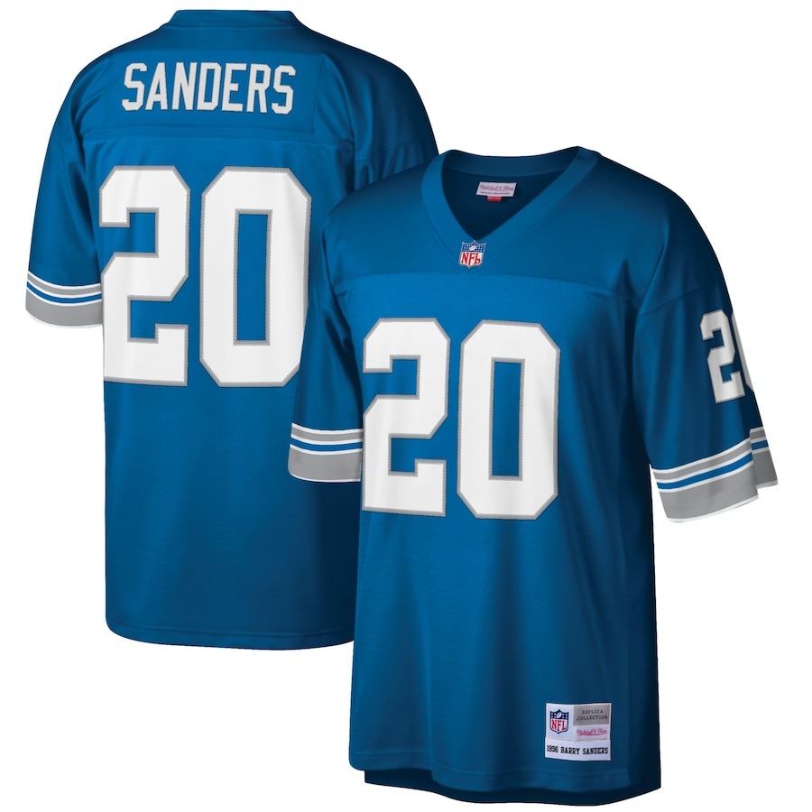 Men's Detroit Lions Barry Sanders Mitchell & Ness Blue Big & Tall 1996 Retired Player Replica Jersey - Jersey