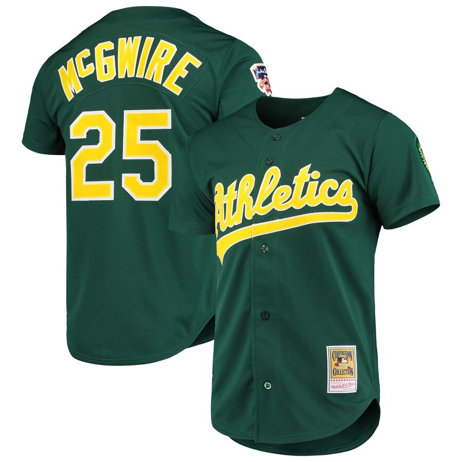 Men's Athletics Mark McGwire Mitchell & Ness Green 1997 Cooperstown Collection Authentic Jersey - Jersey