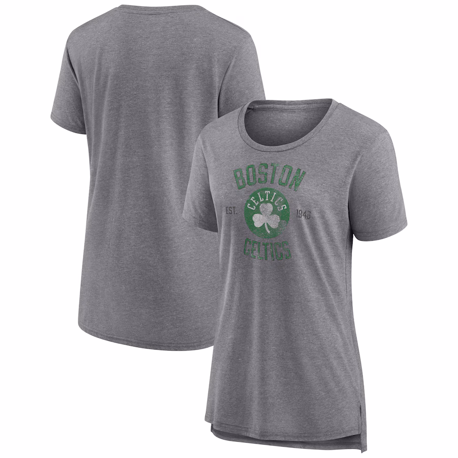 Women's Boston Celtics Heather Gray Heritage Tri-Blend T-Shirt - Jersey