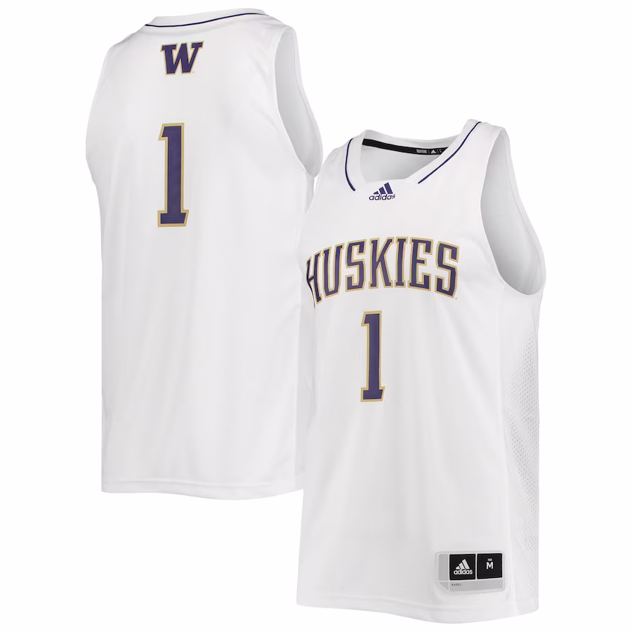 #1 Washington Huskies adidas Swingman Basketball Jersey - White - Jersey