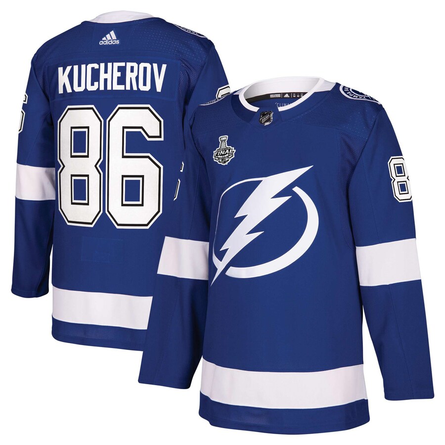 Men's Tampa Bay Lightning Nikita Kucherov adidas Blue 2021 Stanley Cup Final Bound Authentic Patch Player Jersey - Jersey