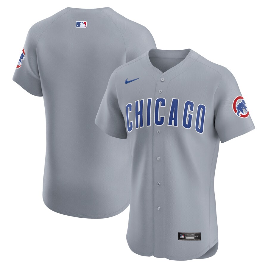 Men's Chicago Cubs  Nike Gray Road Vapor Premier Elite Patch Jersey - Jersey