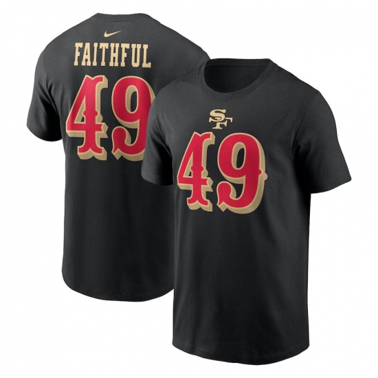 Men's San Francisco 49ers #49 The Faithful Black 2025 Rivalries Collection Name & Number T-Shirt - Jersey