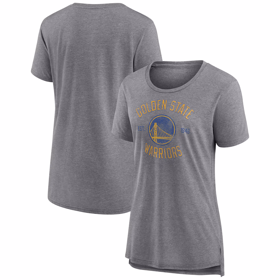 Women's Golden State Warriors Heather Gray Heritage Tri-Blend T-Shirt - Jersey