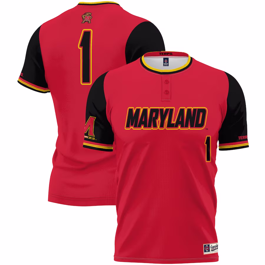 #1 Maryland Terrapins GameDay Greats Unisex Lightweight Softball Jersey – Red - Jersey