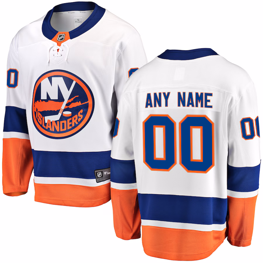 Men's New York Islanders Fanatics White Away Breakaway Custom Jersey - Jersey