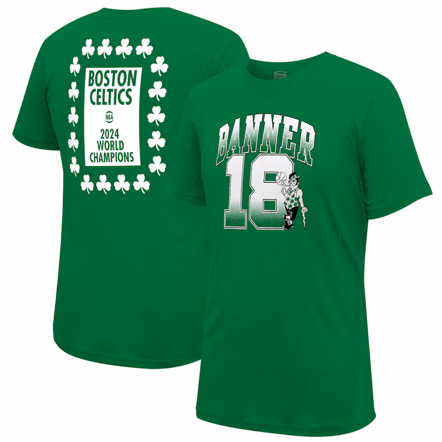 Men's Boston Celtics Stadium Essentials Kelly Green 18-Time NBA Finals Champions Banner 18 Play T-Shirt - Jersey