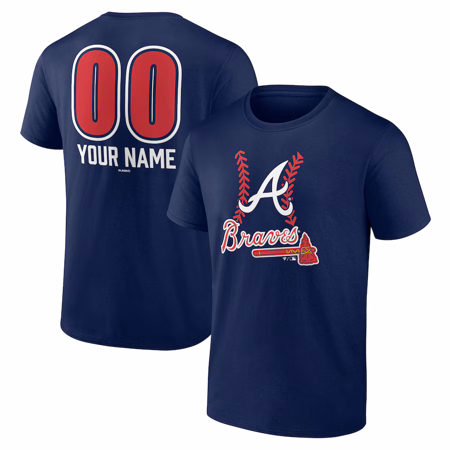 Men's Atlanta Braves Navy Personalized Name & Number Fastball T-Shirt - Jersey