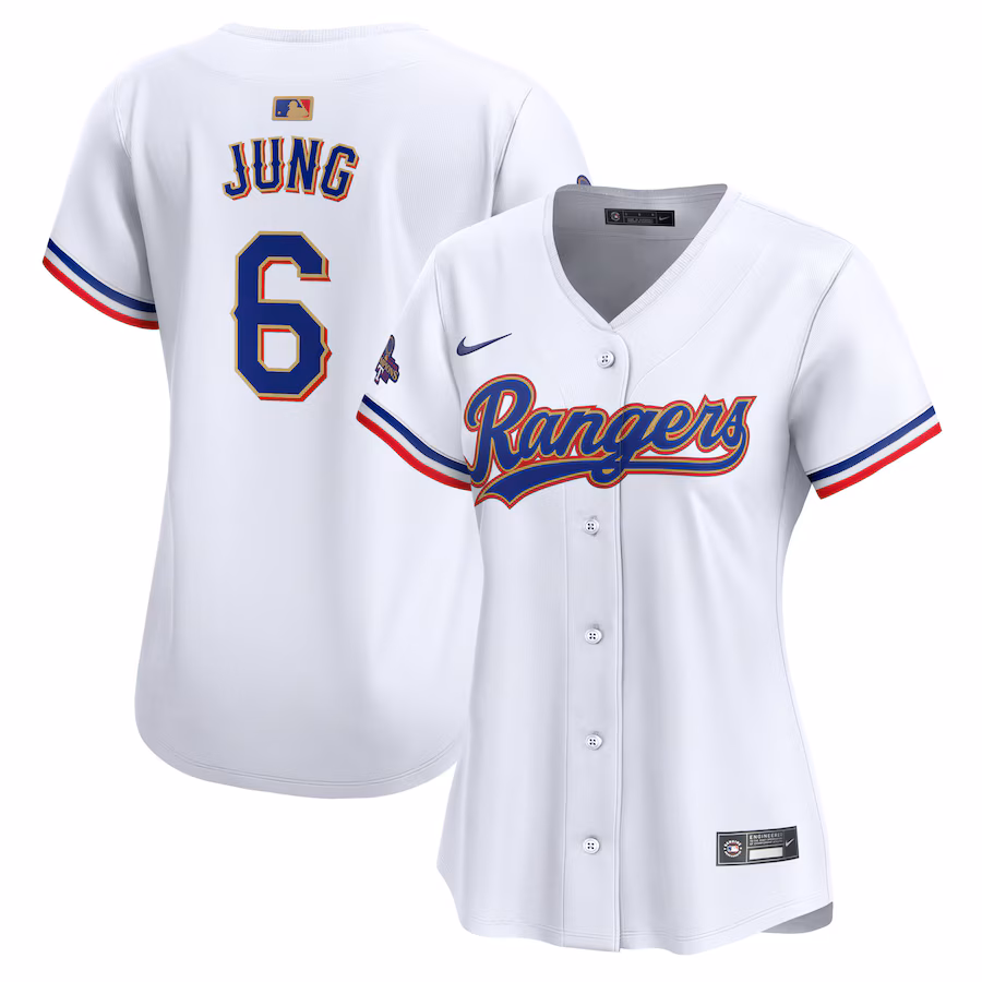 Women's Texas Rangers Josh Jung Nike White 2024 Gold Collection Limited Player Jersey - Jersey