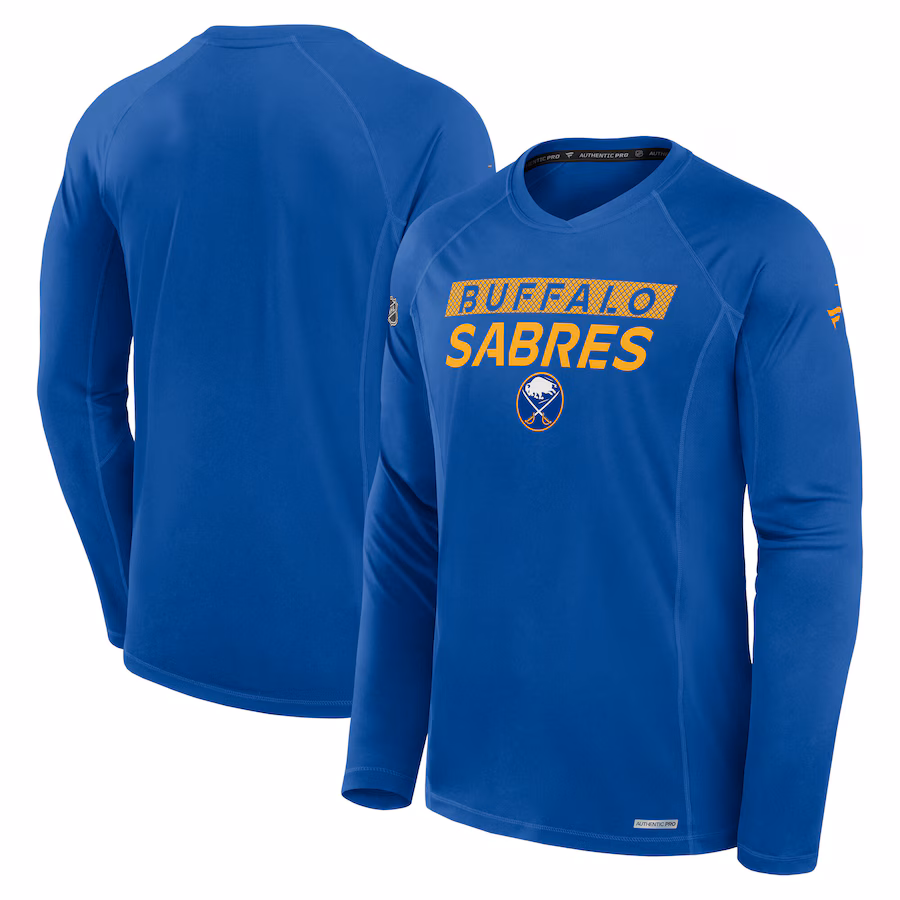 Men's Buffalo Sabres Fanatics Royal Authentic Pro Rink Tech Long Sleeve T-Shirt - Jersey