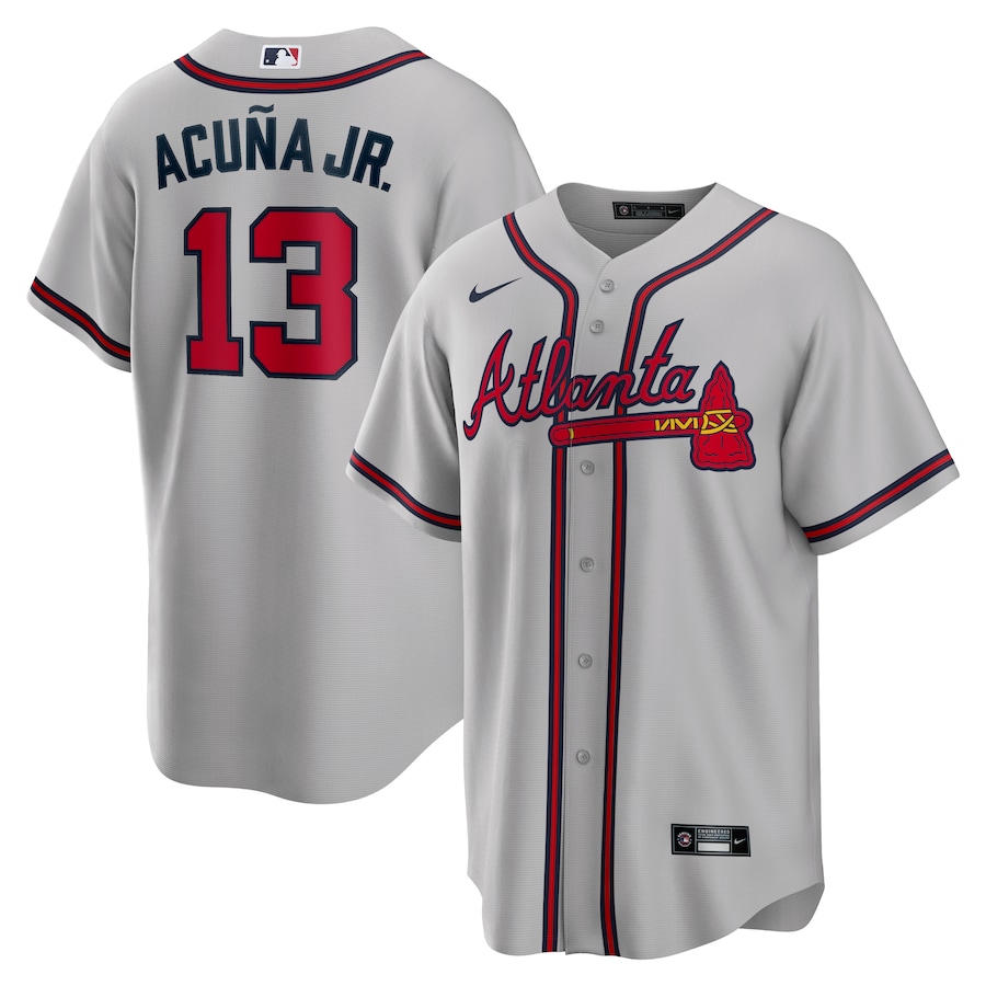 Men's Atlanta Braves Ronald Acuna Jr. Nike Gray Road Replica Player Name Jersey - Jersey