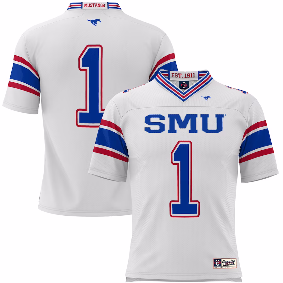 #1 SMU Mustangs GameDay Greats Youth Endzone Football Jersey - White - Jersey