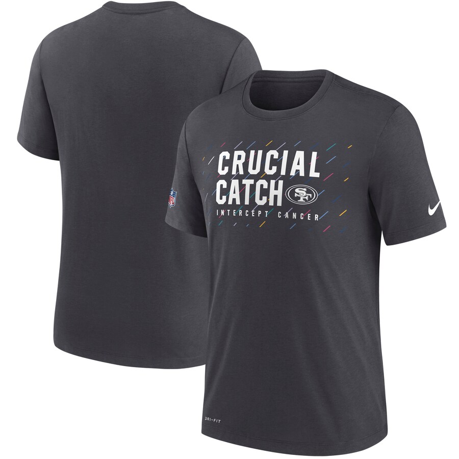 Men's San Francisco 49ers Nike Charcoal NFL Crucial Catch Performance T-Shirt - Jersey