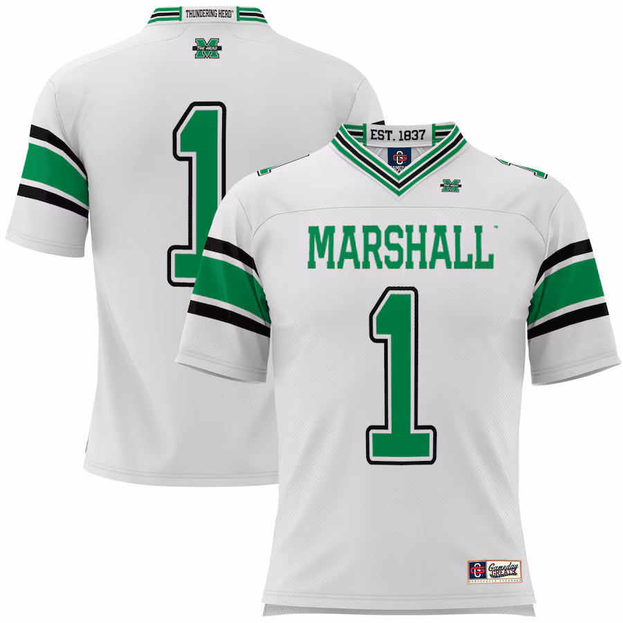 #1 Marshall Thundering Herd GameDay Greats Football Jersey - White - Jersey