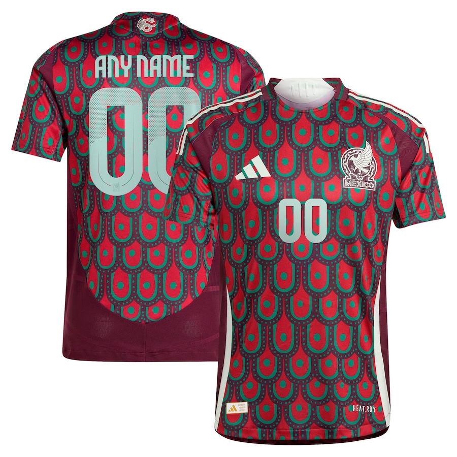 Men's Mexico National Team  adidas Burgundy 2024 Home Authentic Custom Jersey - Jersey
