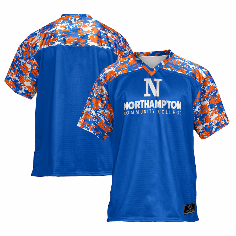 Youth ProSphere Blue Northampton Community College Spartans Camo Football Jersey - Jersey