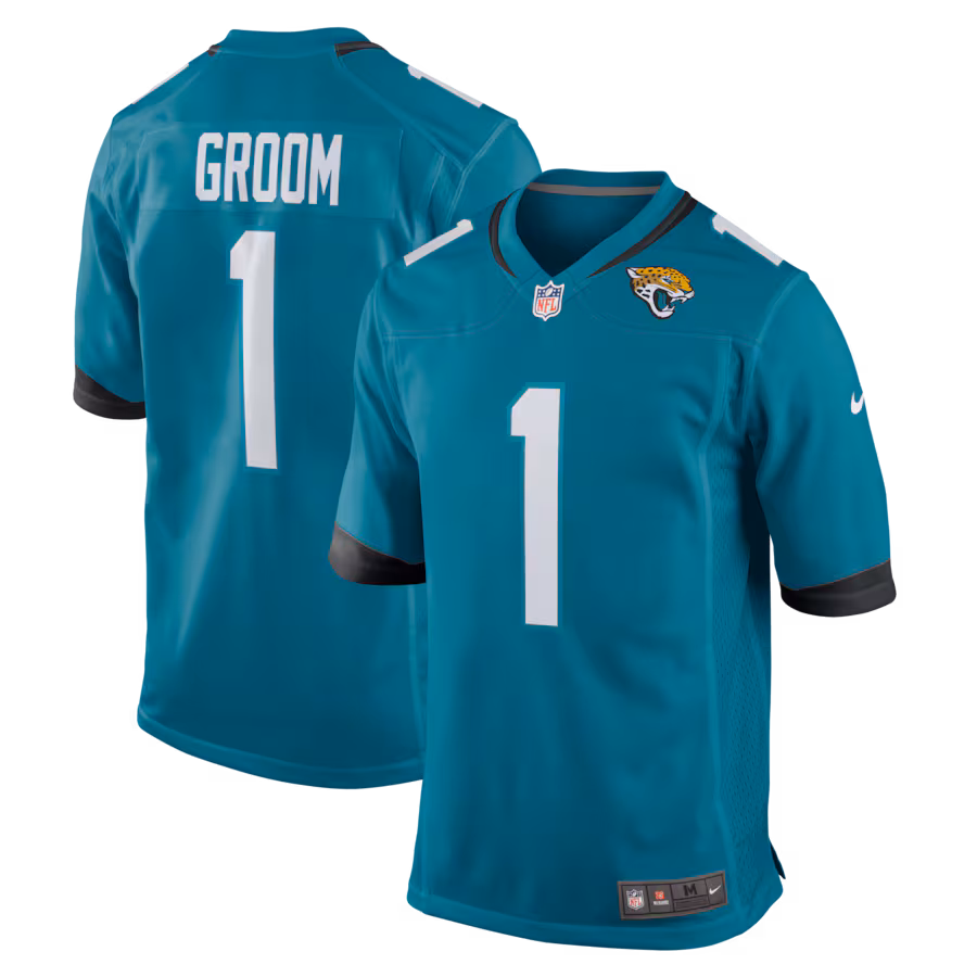 Men's Jacksonville Jaguars Number 1 Groom Nike Teal Game Jersey - Jersey