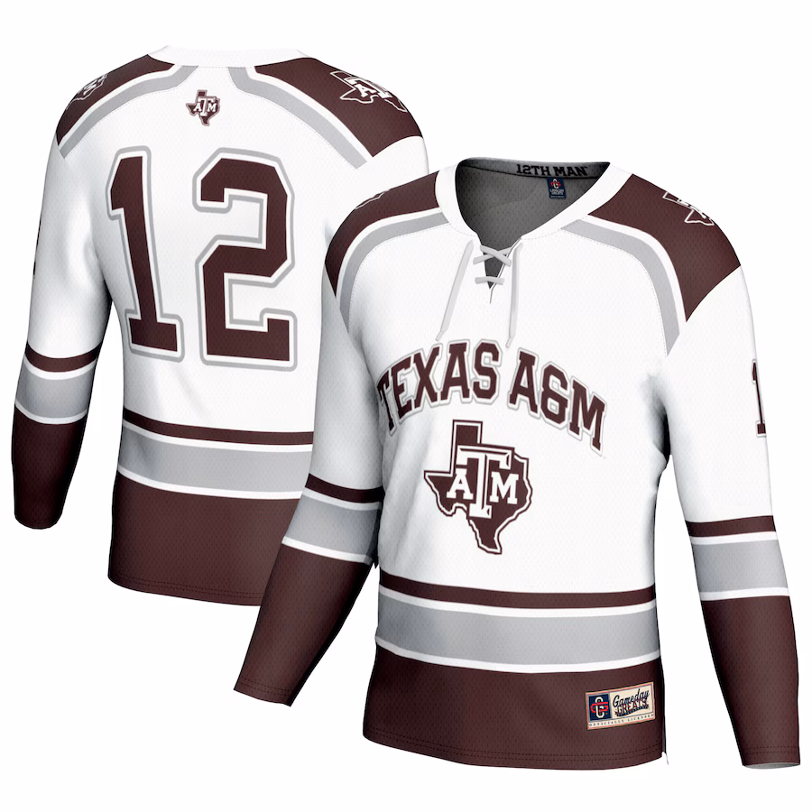 #12 Texas A&M Aggies GameDay Greats Youth Hockey Fashion Jersey - White - Jersey
