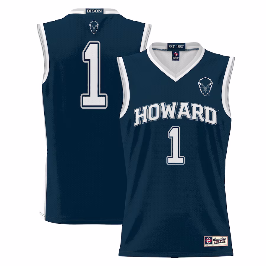 #1  Howard Bison GameDay Greats  Lightweight Basketball Jersey - Navy - Jersey