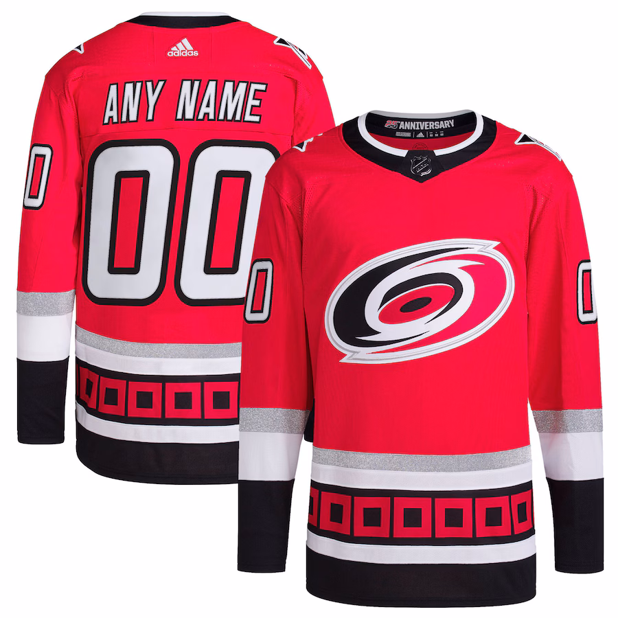 Men's Carolina Hurricanes adidas Red 25th Anniversary Primegreen Authentic Custom Jersey - Jersey