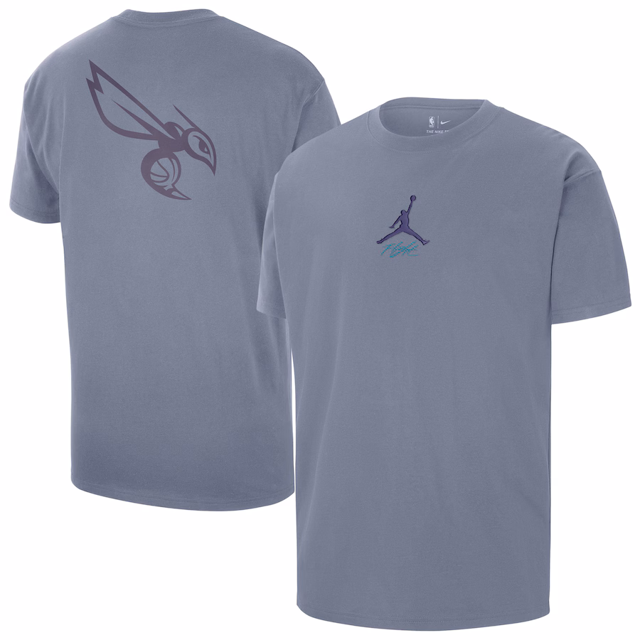 Men's Charlotte Hornets Jordan Brand Blue Statement Edition Jumpman Flight Heavyweight T-Shirt - Jersey