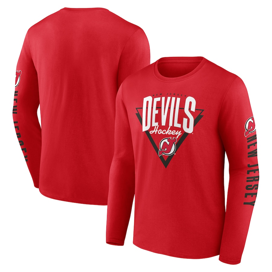 Men's New Jersey Devils Fanatics Red Headline Long Sleeve T-Shirt - Jersey