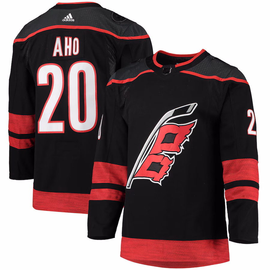 Men's Carolina Hurricanes Sebastian Aho adidas Black Home Primegreen Authentic Player Jersey - Jersey