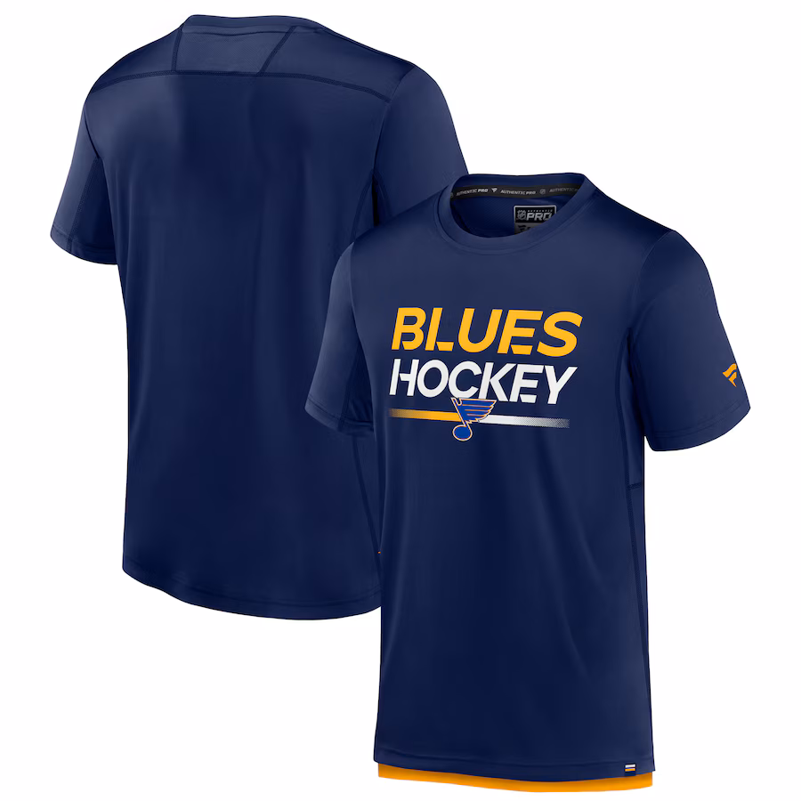 Men's St. Louis Blues Fanatics Navy Authentic Pro Tech T-Shirt - Jersey