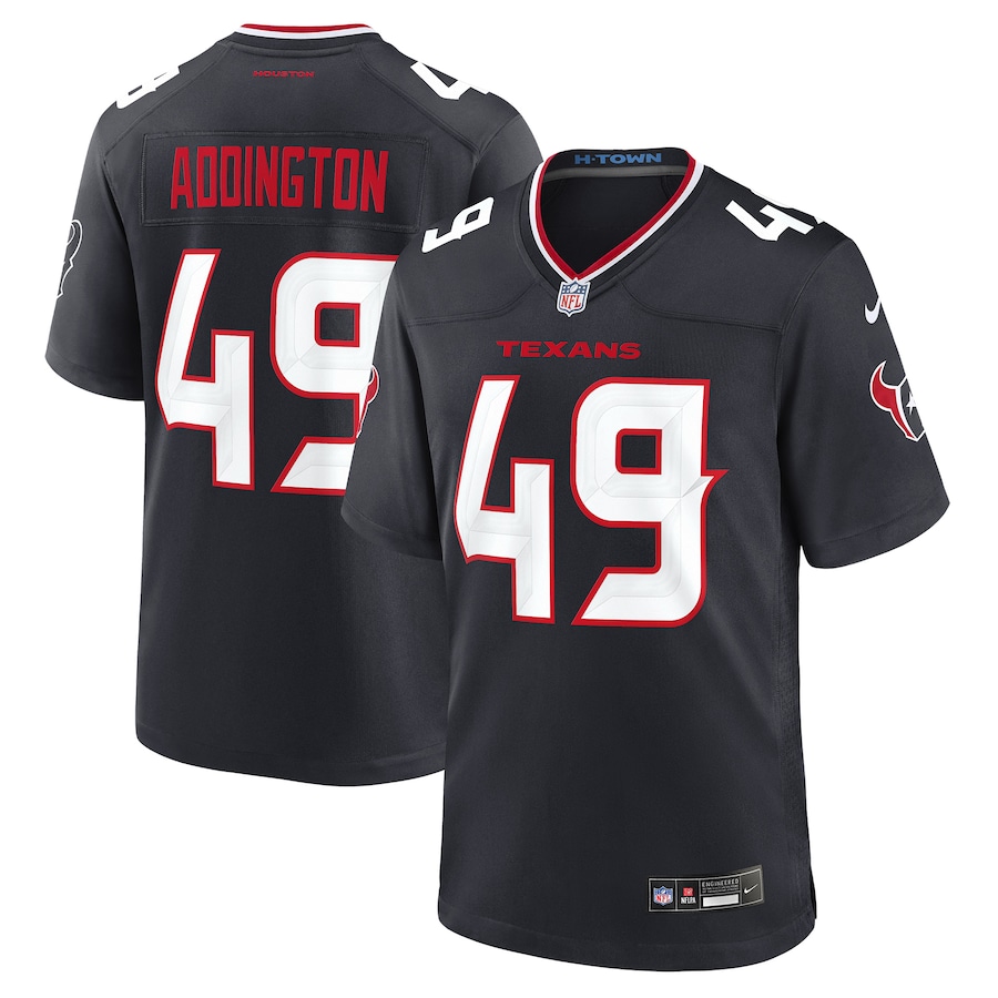 Men's Houston Texans Tucker Addington Nike Navy Team Game Jersey - Jersey