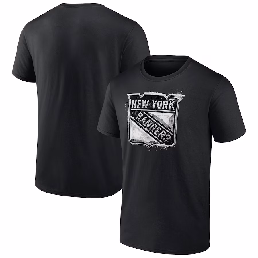 Men's New York Rangers Black Iced Out T-Shirt - Jersey