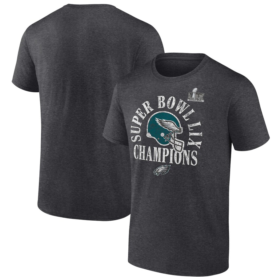 Men's Philadelphia Eagles Fanatics Heather Charcoal Super Bowl LIX Champions Big & Tall Ring Season T-Shirt - Jersey