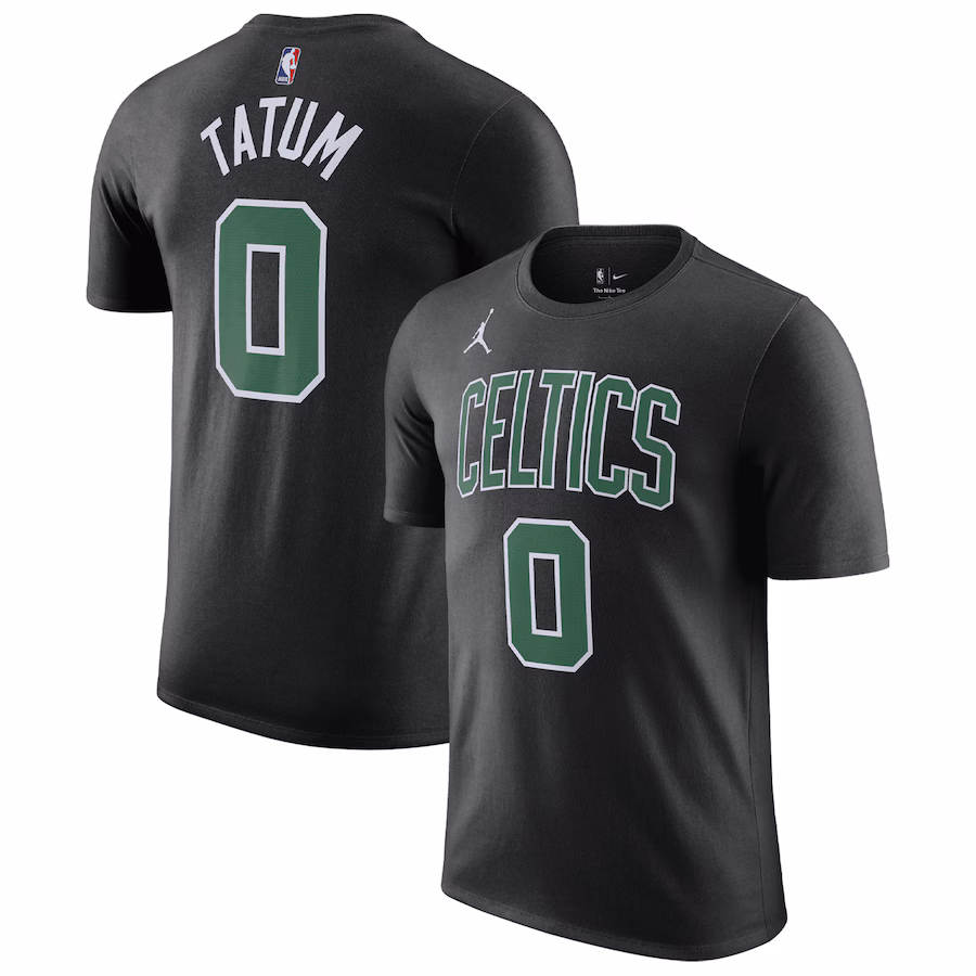 Men's Boston Celtics Jayson Tatum Jordan Brand Black 2022/23 Statement Edition Name & Number T-Shirt - Jersey