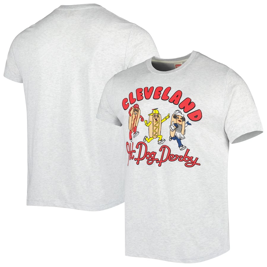 Men's Cleveland Guardians Homage Ash Team Hyper Local Tri-Blend T-Shirt - Jersey