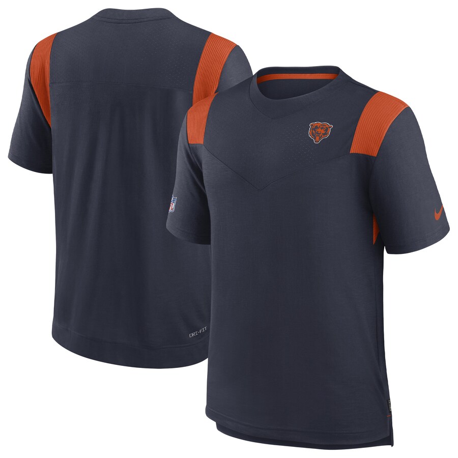 Men's Chicago Bears Nike Navy Sideline Tonal Logo Performance Player T-Shirt - Jersey