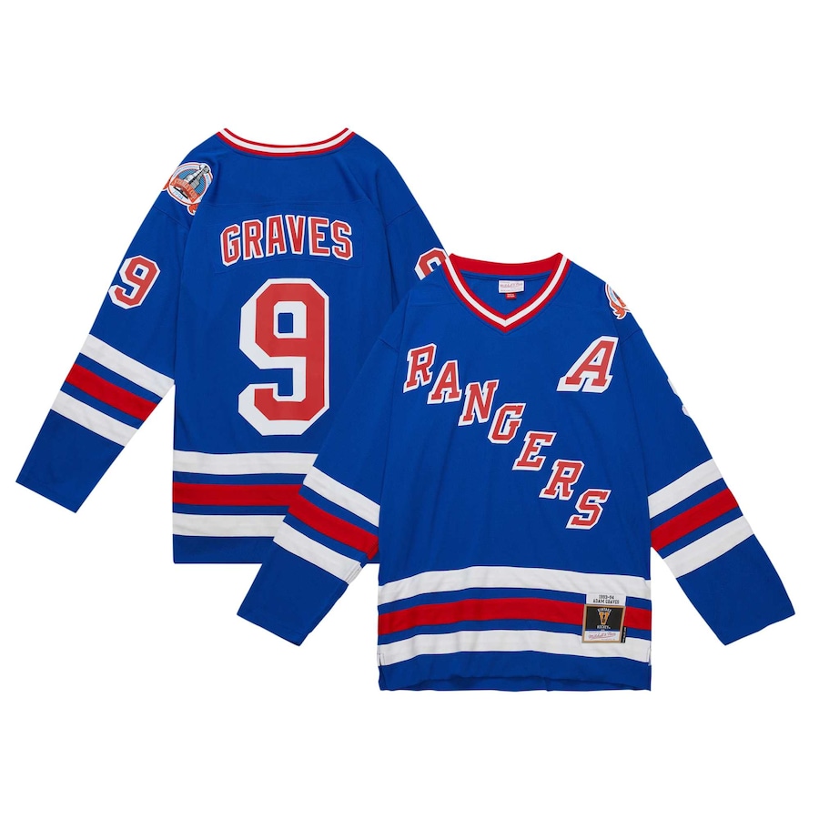 Men's New York Rangers Adam Graves Mitchell & Ness Royal 1993/94 Blue Line Player Jersey - Jersey