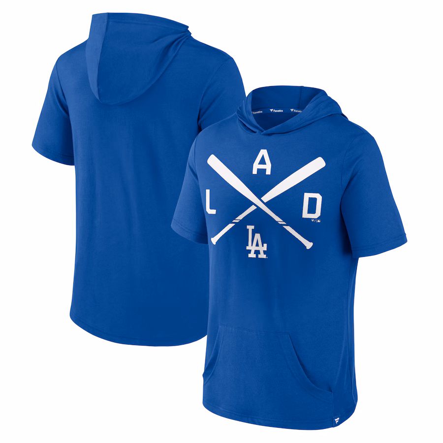 Men's Los Angeles Dodgers Fanatics Royal Iconic Rebel Short Sleeve Hooded Top - Jersey