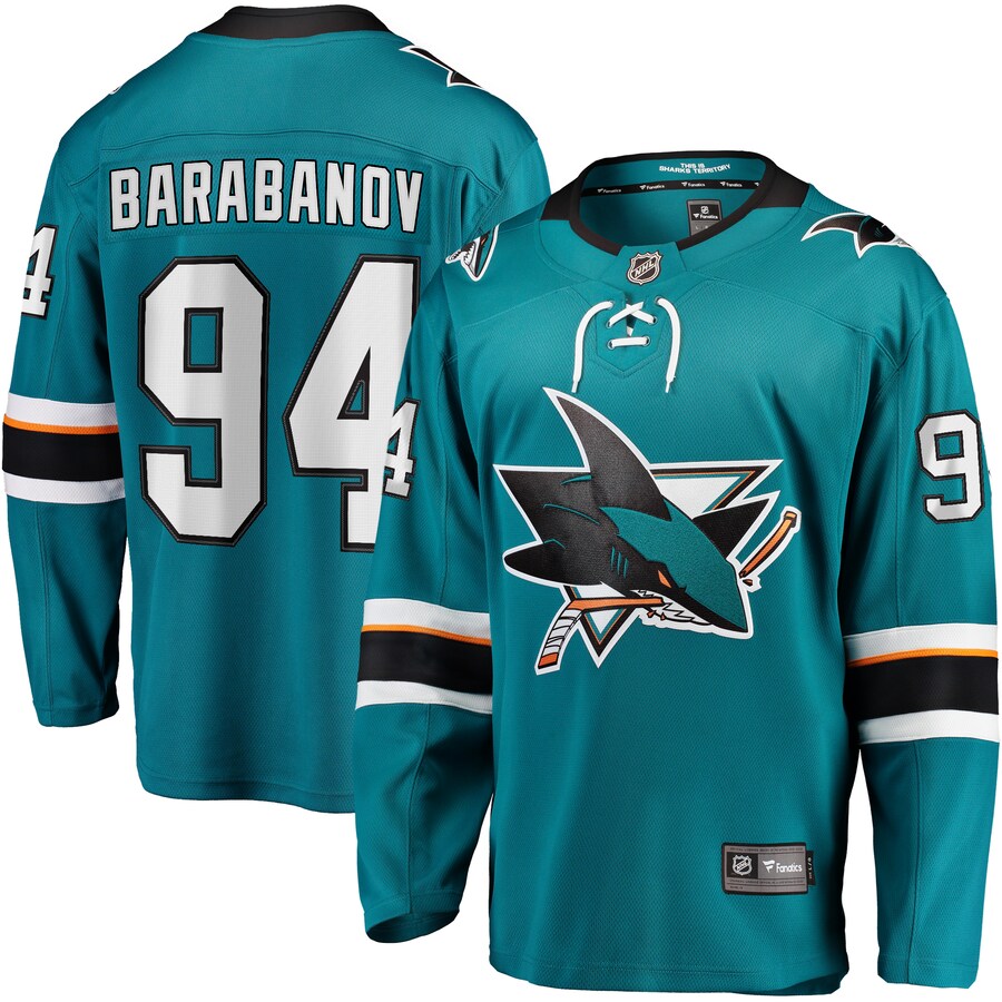 Men's San Jose Sharks Alexander Barabanov Fanatics Branded Teal Home Breakaway Jersey - Jersey