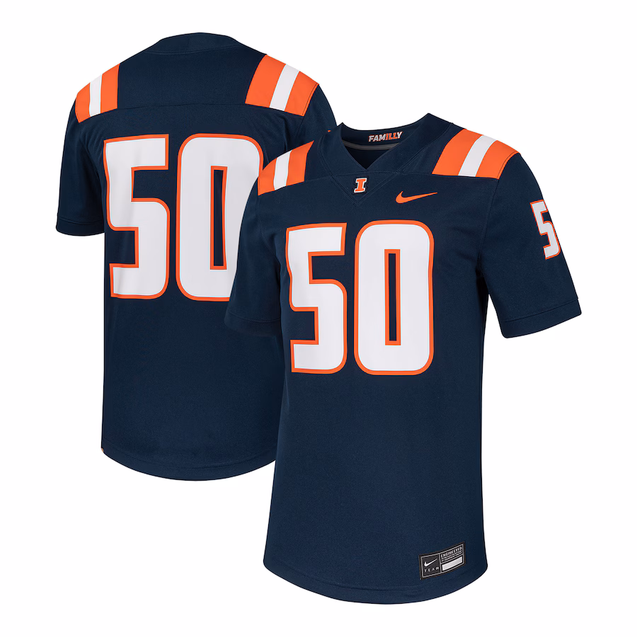 Men's Nike #50 Navy Illinois Fighting Illini Untouchable Football Replica Jersey - Jersey