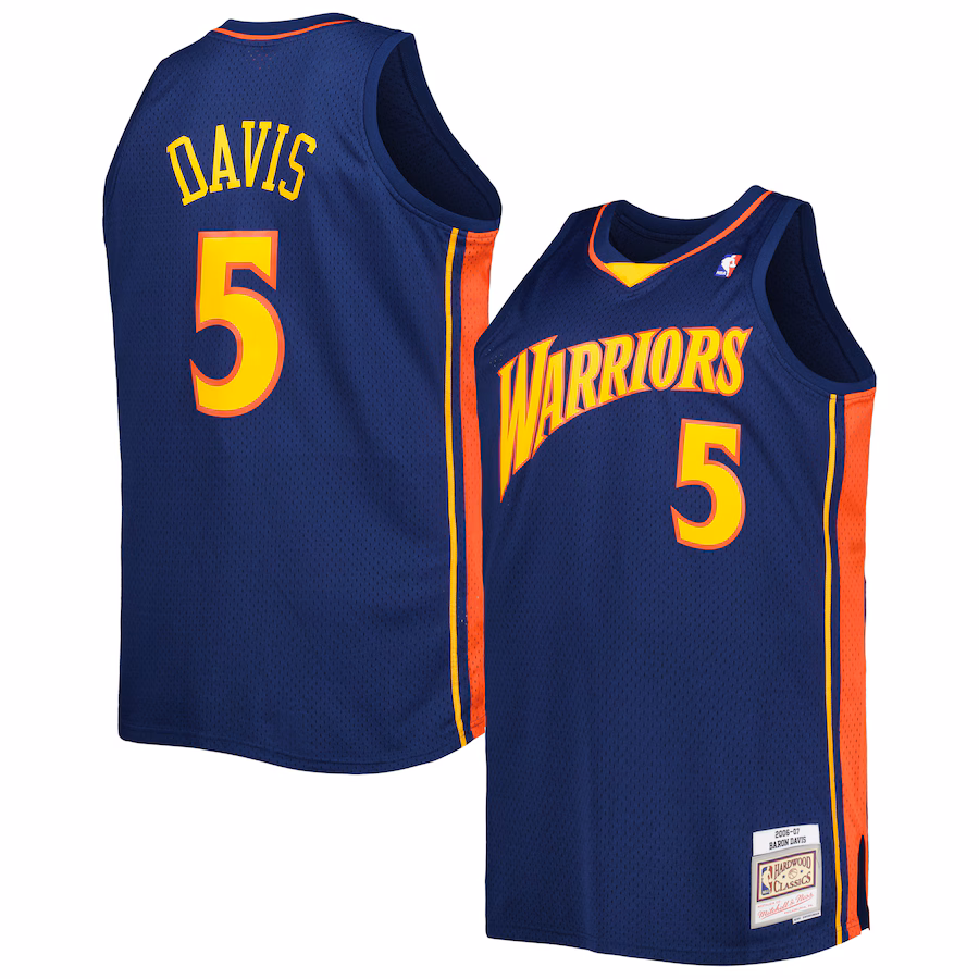 Men's Golden State Warriors Baron Davis Mitchell & Ness Navy Big & Tall Hardwood Classics 2006/07 Swingman Jersey - Jersey