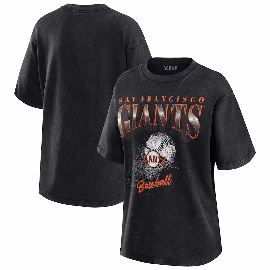 Women's San Francisco Giants WEAR by Erin Andrews Charcoal Boyfriend T-Shirt - Jersey