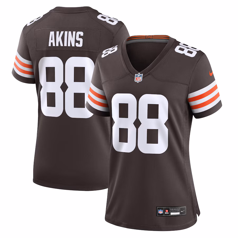 Women's Cleveland Browns Jordan Akins Nike Brown Game Jersey - Jersey