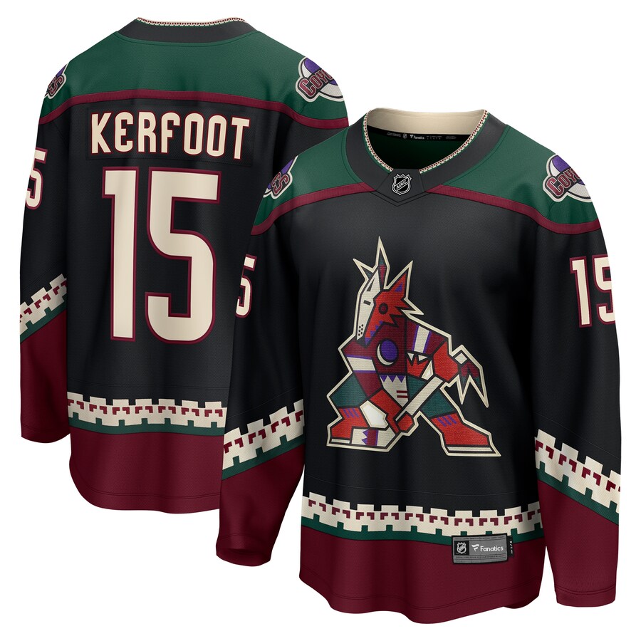 Men's Arizona Coyotes Alex Kerfoot Fanatics Branded Black Home Breakaway Jersey - Jersey