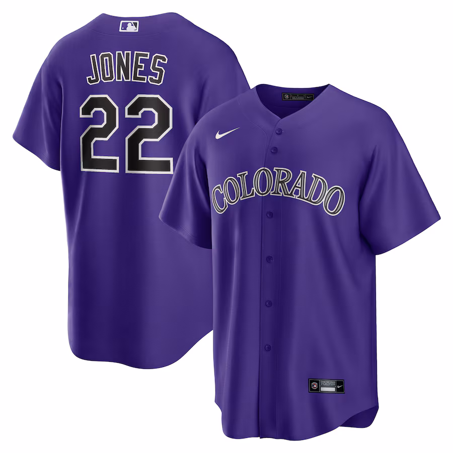 Men's Colorado Rockies Nolan Jones Nike Purple Alternate Replica Jersey - Jersey
