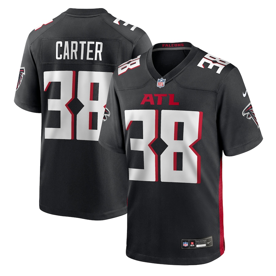 Men's Atlanta Falcons Nathan Carter Nike Black Team Game Jersey - Jersey