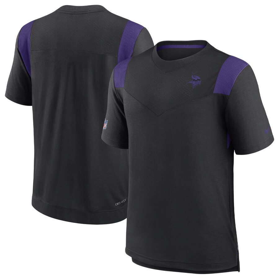 Men's Minnesota Vikings Nike Black Sideline Tonal Logo Performance Player T-Shirt - Jersey
