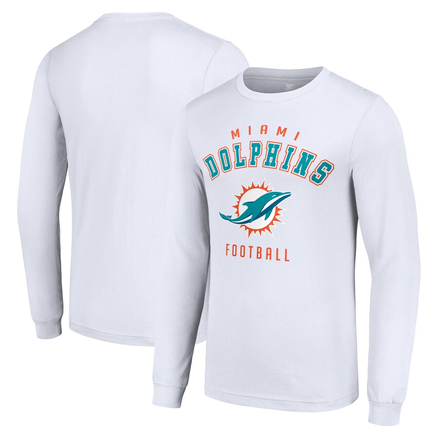 Men's Miami Dolphins Starter White Long Sleeve T-Shirt - Jersey