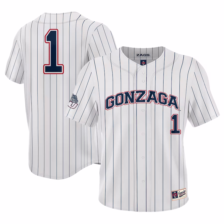 #1 Gonzaga Bulldogs GameDay Greats Youth Lightweight Baseball Jersey - White - Jersey