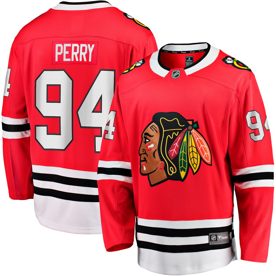 Men's Chicago Blackhawks Corey Perry Fanatics Branded Red Home Breakaway Jersey - Jersey