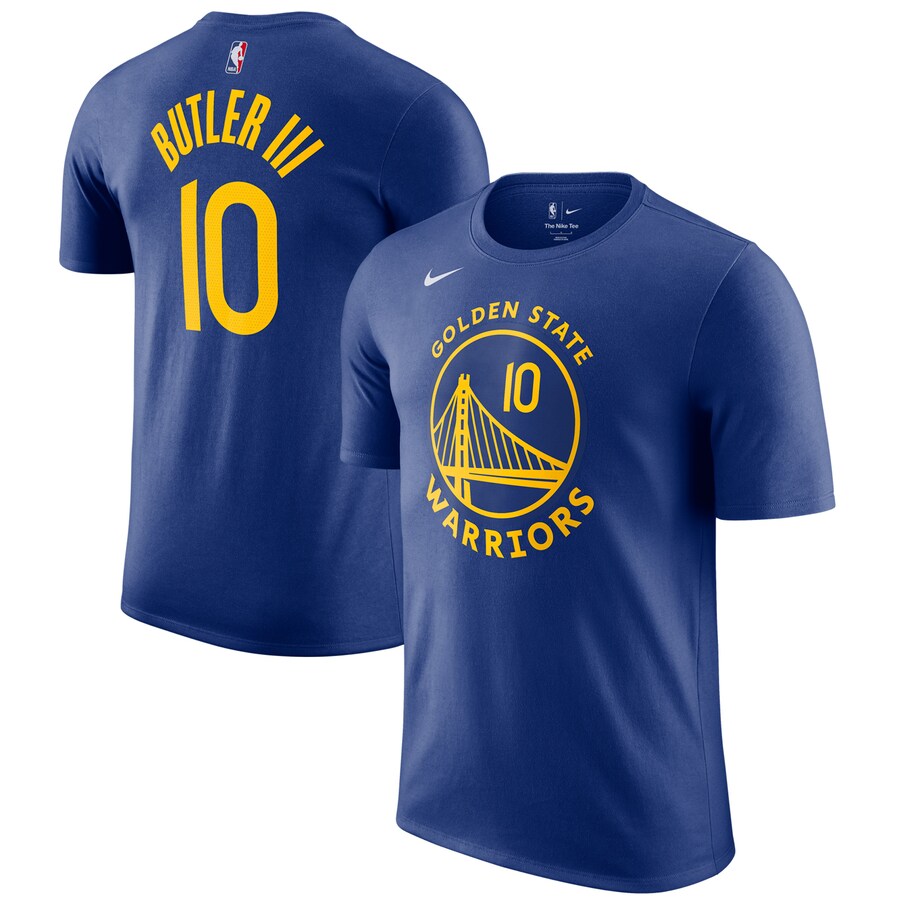 Men's Golden State Warriors Jimmy Butler III Nike Royal Icon Icon Edition Name & Number T-Shirt - Jersey