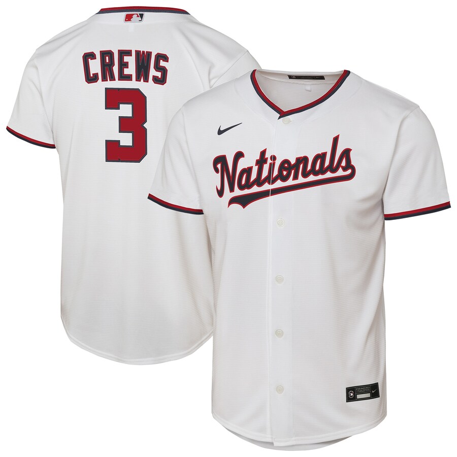 Youth Washington Nationals Dylan Crews Nike White Home Replica Jersey - Jersey